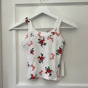 Lisa Says Gah White and Red Fitted Sleeveless Tank Top